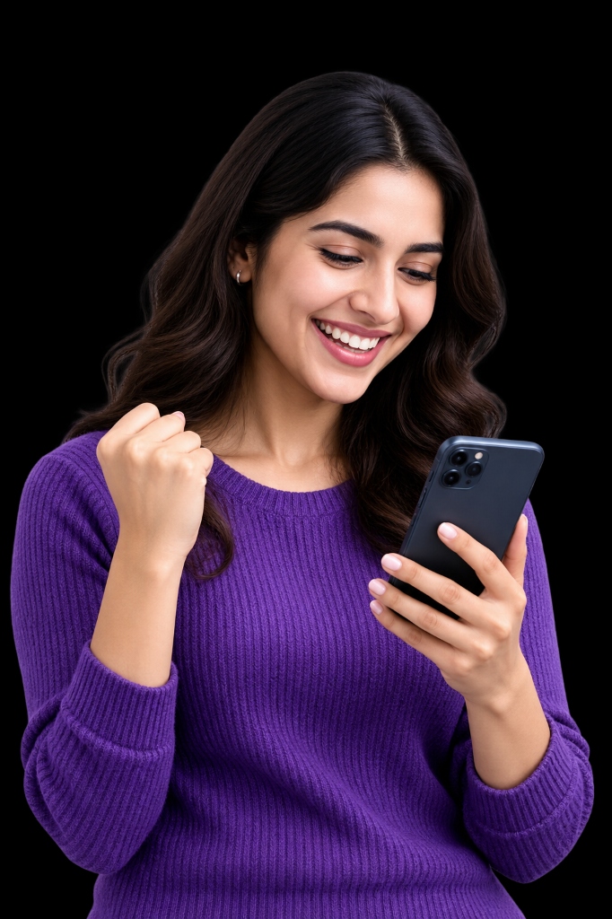 Happy businesswoman celebrating growth with WhatsApp CRM